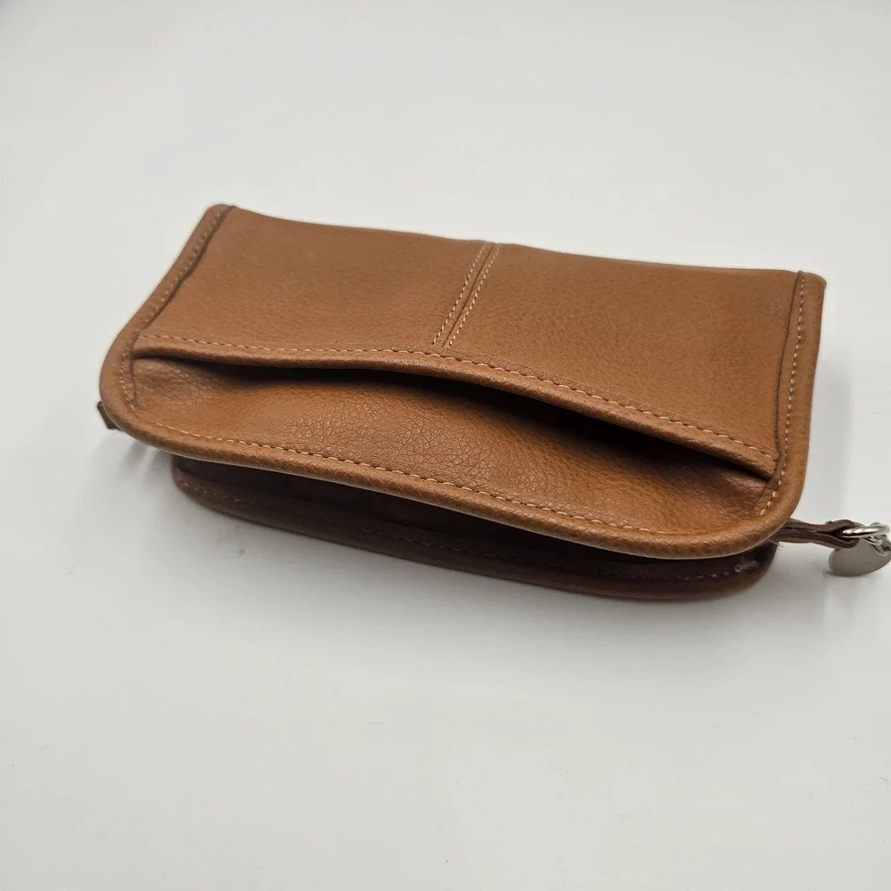 Nine West Brown Faux Leather ‎ Makeup Bag Vintage Mirror